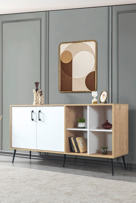 Hanah Home Şile 4611 Consola Roble Zafiro y Blanco